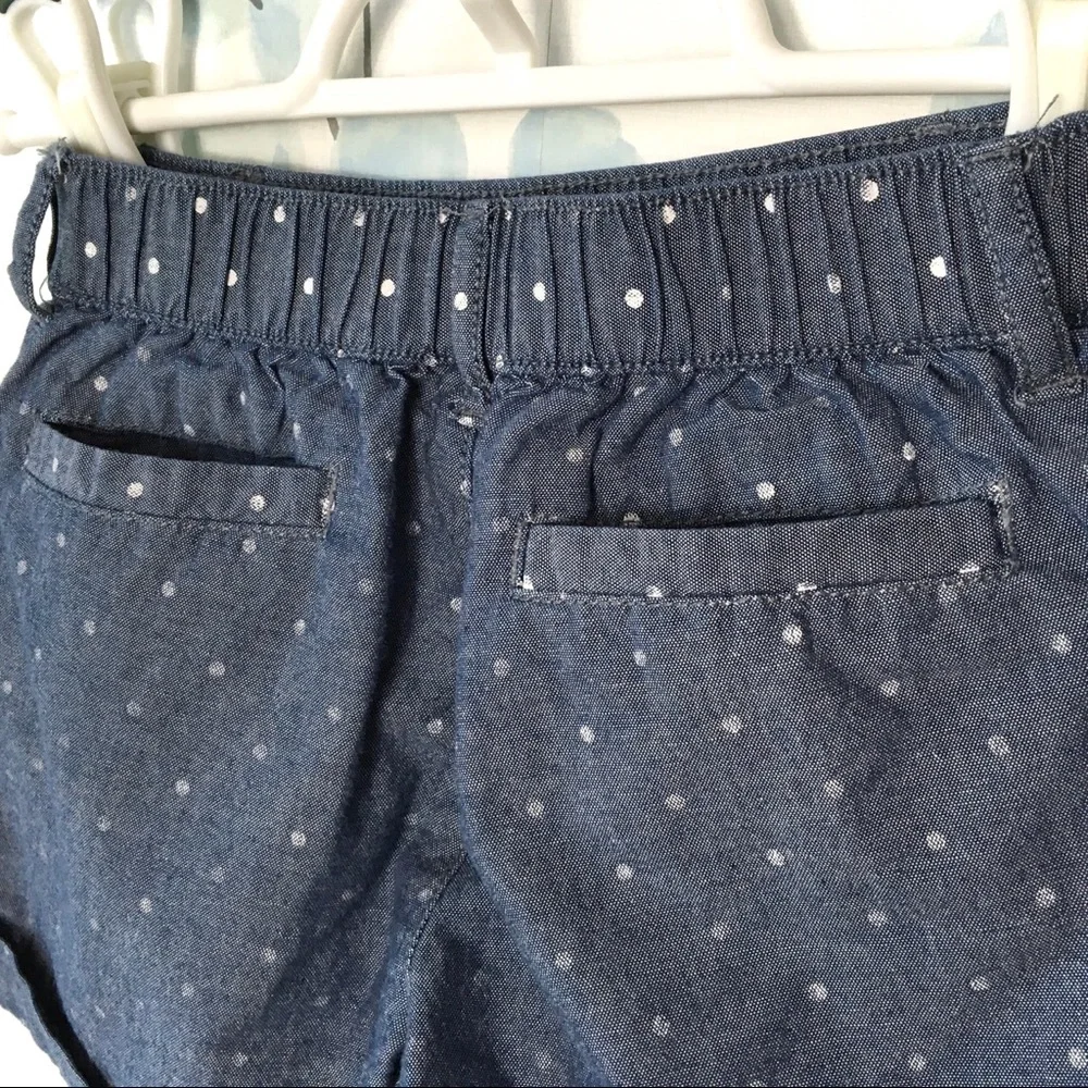 Gymboree Kids Denim Blue & White Polka Dot Cuffed Shorts 4 Pockets Belt Loops